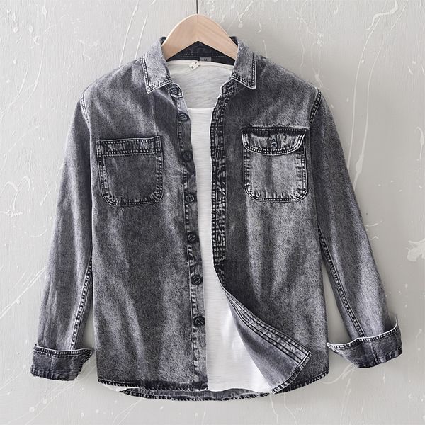 2021 new arrival long sleeve black denim cotton brand shirts for men casual fashion shirt mens solid overhemd camisa nyct, White;black
2021 new arrival long sleeve black denim cotton brand shirts for men casual fashion shirt mens solid overhemd camisa nyct, White;black