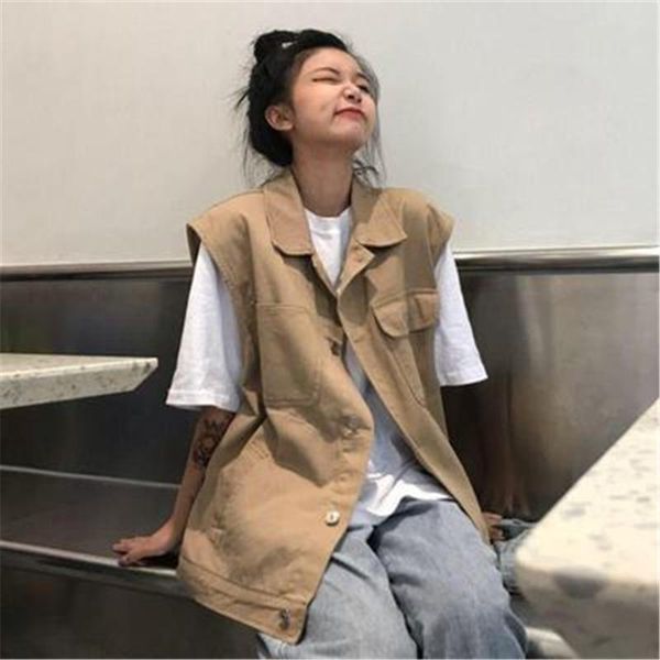 women's vests 2021 fashion women casual all-match korean style vintage streetwear teens waistcoats female button basic coats jackets, Black;white
women's vests 2021 fashion women casual all-match korean style vintage streetwear teens waistcoats female button basic coats jackets, Black;white