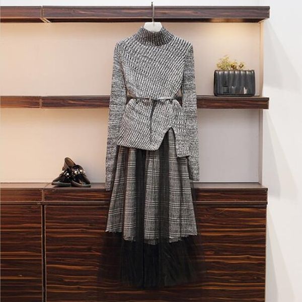fall winter sweatersuit women turtleneck irregular pullover + plaid patchwork mesh long skirt two piece sweater set 210525, White
fall winter sweatersuit women turtleneck irregular pullover + plaid patchwork mesh long skirt two piece sweater set 210525, White