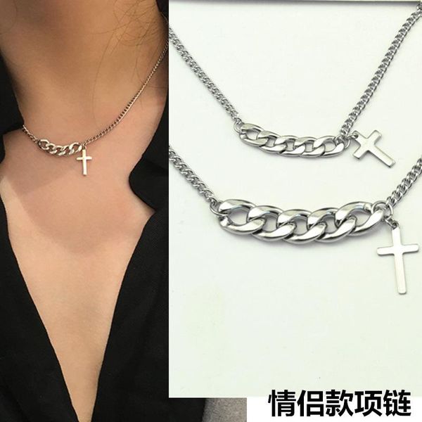 chains titanium steel tide cool chain necklace men's cross clavicle hanging on the neck fashion jewelry accessories, Silver
chains titanium steel tide cool chain necklace men's cross clavicle hanging on the neck fashion jewelry accessories, Silver