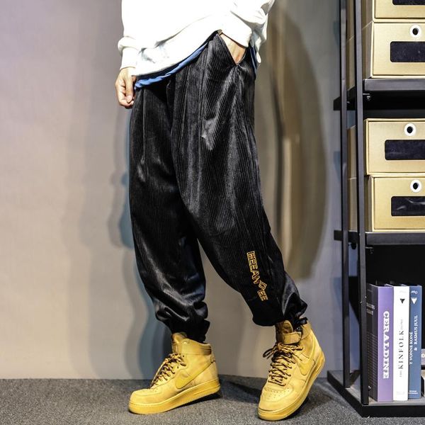 men's pants japanese loose light luxury sports corduroy casual sweatpants trendy all-match hip hop harem drawstring jogger, Black
men's pants japanese loose light luxury sports corduroy casual sweatpants trendy all-match hip hop harem drawstring jogger, Black