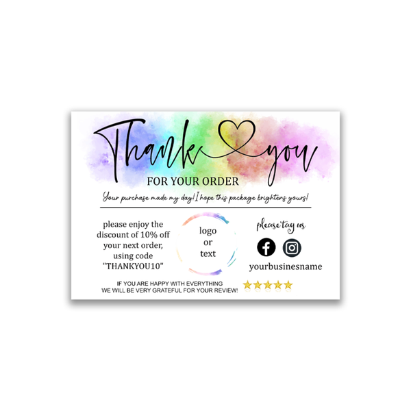 greeting cards personalise rainbow thank you for your order insert card watercolor elegant business cardsplash of color
greeting cards personalise rainbow thank you for your order insert card watercolor elegant business cardsplash of color