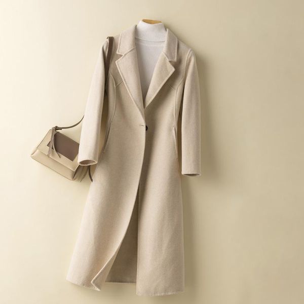 women's wool & blends of cultivate morality in the fall and winter 2021 female woolen cloth double long accept waist cashmere coat, Black
women's wool & blends of cultivate morality in the fall and winter 2021 female woolen cloth double long accept waist cashmere coat, Black