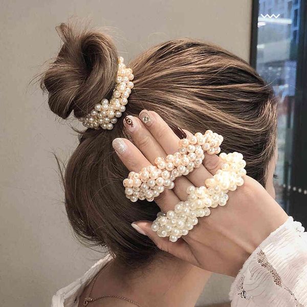 woman big pearl ties fashion korean style band scrunchies girls ponytail holders rubber band hair accessories, Pink
woman big pearl ties fashion korean style band scrunchies girls ponytail holders rubber band hair accessories, Pink