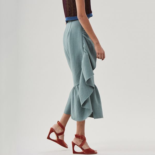 green wide leg pants for women high waist patchwork ruffles irregular calf length trouser female 2021 autumn style, Black;white
green wide leg pants for women high waist patchwork ruffles irregular calf length trouser female 2021 autumn style, Black;white