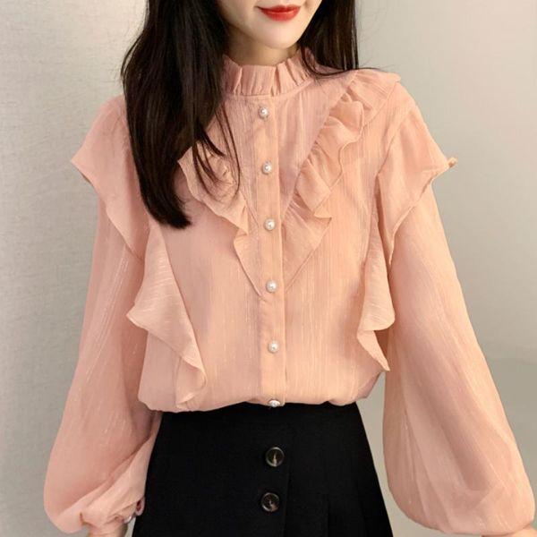 women's blouses & shirts blusas mujer de moda 2021 spring long sleeve women ruffles chiffon blouse womens and blusa feminina c435, White
women's blouses & shirts blusas mujer de moda 2021 spring long sleeve women ruffles chiffon blouse womens and blusa feminina c435, White