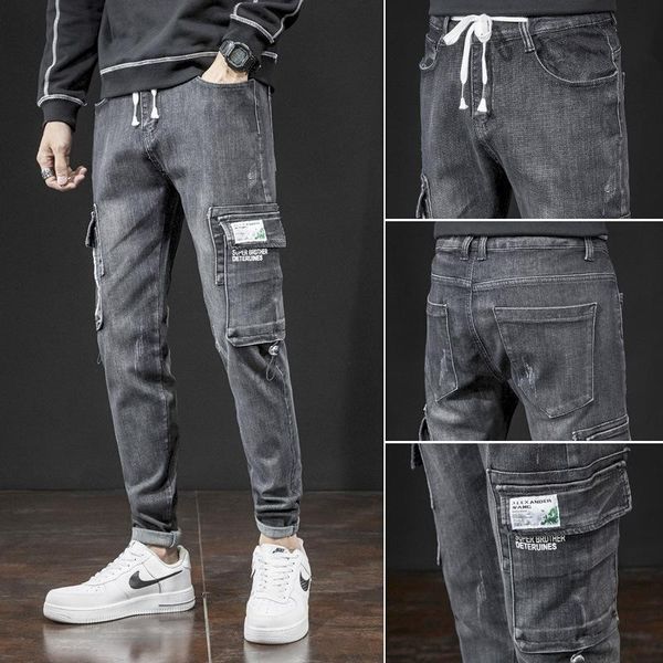 men's jeans black men pants loose straight jean 2021 autumn winter fashion brand multi pocket tooling trend long, Blue
men's jeans black men pants loose straight jean 2021 autumn winter fashion brand multi pocket tooling trend long, Blue