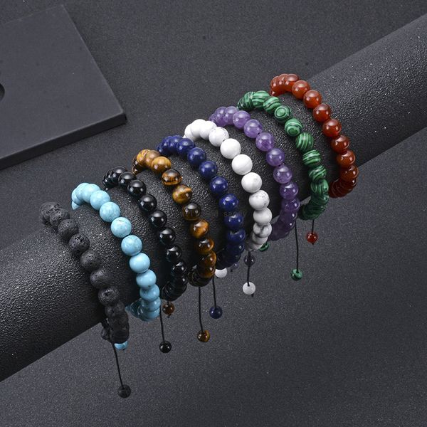 8mm natural stone howlite amethyst tiger eye rose quartz bead bracelet braid adjustable bracelets for women fashion jewelry will and sandy, Black
8mm natural stone howlite amethyst tiger eye rose quartz bead bracelet braid adjustable bracelets for women fashion jewelry will and sandy, Black