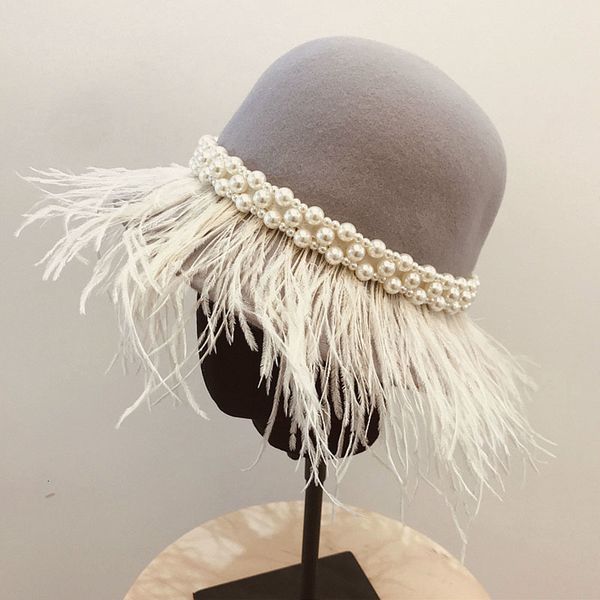 2021 new women wool felt wide brim fedora feather pearls trimmed fashion winter hats floppy bowlers lady trilby church hat gnam, Blue;gray
2021 new women wool felt wide brim fedora feather pearls trimmed fashion winter hats floppy bowlers lady trilby church hat gnam, Blue;gray