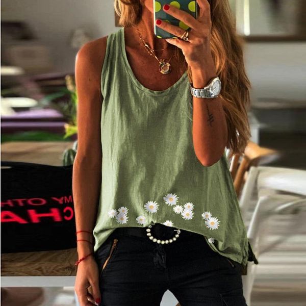 women's tanks & camis plus size fashion women daisy print tank loose summer camisole casual vest sleeveless female blusas, White 
women's tanks & camis plus size fashion women daisy print tank loose summer camisole casual vest sleeveless female blusas, White