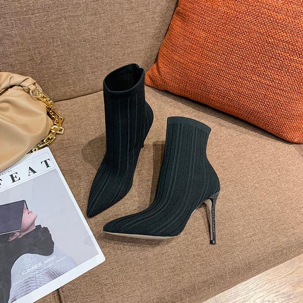 boots korean autumn and winter women's plush high-heeled knitted short boots,thin heel pointed wool, fashionable white elastic soc, Black
boots korean autumn and winter women's plush high-heeled knitted short boots,thin heel pointed wool, fashionable white elastic soc, Black