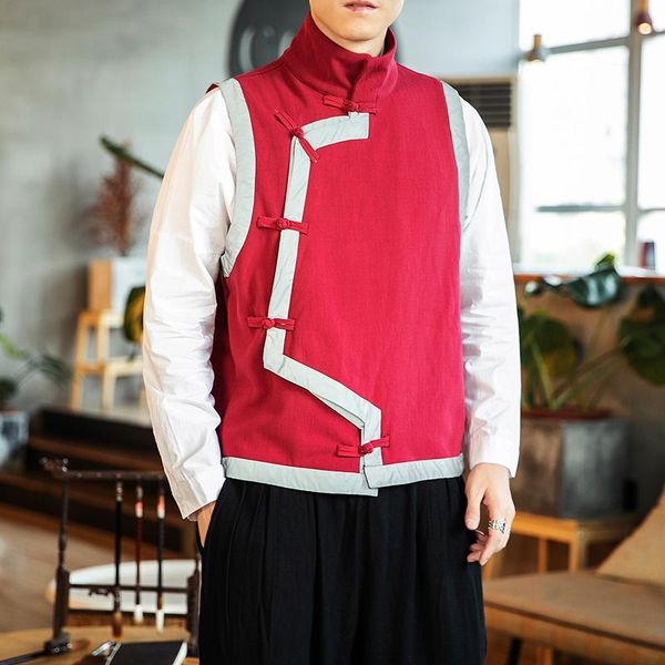 men's vests 2021 autumn winter men cotton padded mens chinese style harajuku vest jacket male hanfu sleeveless cardigan waistcoat, Black;white
men's vests 2021 autumn winter men cotton padded mens chinese style harajuku vest jacket male hanfu sleeveless cardigan waistcoat, Black;white