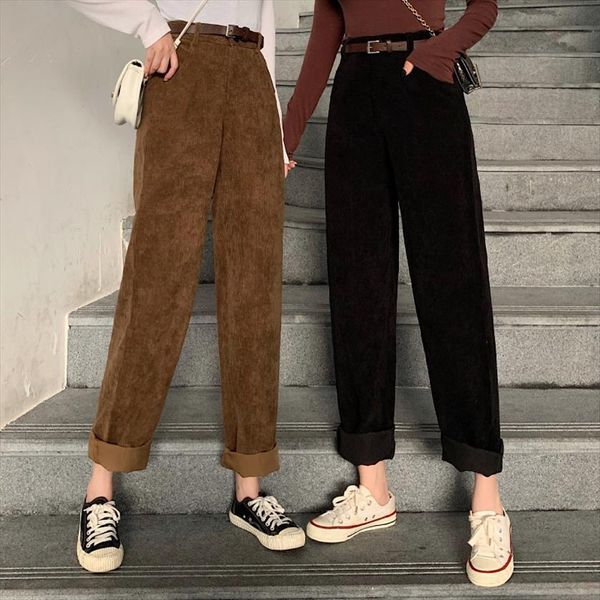 high waist corduroy wide leg women capri vintage full length trousers with belt woman loose casual bottoms pants mujer, Black;white
high waist corduroy wide leg women capri vintage full length trousers with belt woman loose casual bottoms pants mujer, Black;white