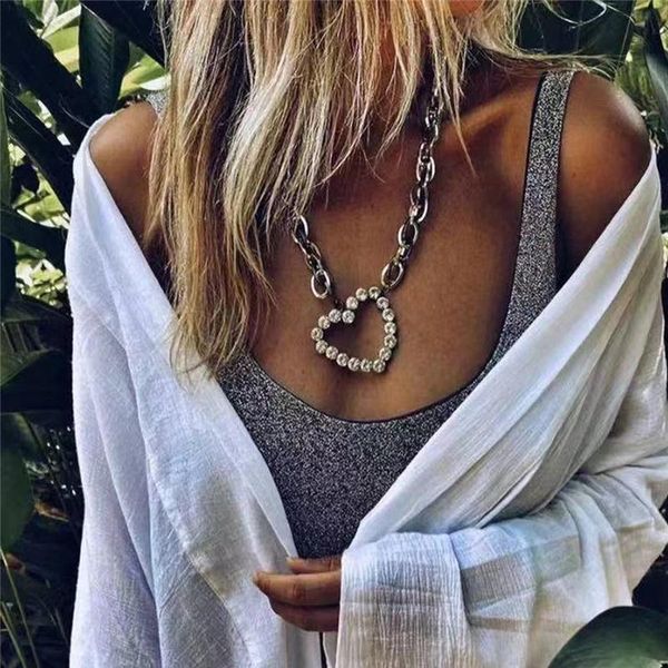 pendant necklaces shiny rhinestone simple heart necklace women's punk hip hop style party accessories jewelry gifts wholesale, Silver
pendant necklaces shiny rhinestone simple heart necklace women's punk hip hop style party accessories jewelry gifts wholesale, Silver