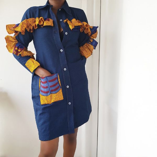 women's denim skirt pocket single breasted lapel shirt, Black 
women's denim skirt pocket single breasted lapel shirt, Black