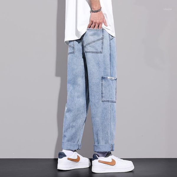 men's jeans fashion loose straight casual cotton wide leg pants cowboy streetwear korean hip hop trousers male -3xl, Blue
men's jeans fashion loose straight casual cotton wide leg pants cowboy streetwear korean hip hop trousers male -3xl, Blue