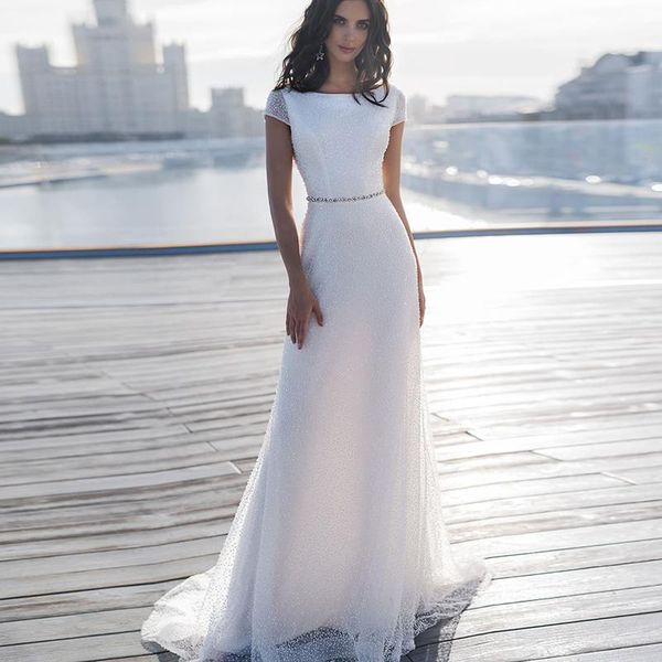 other wedding dresses 2021 french style scoop neck short sleeve sequins beach backless simple plain sheath dress bride gown vestidos de novi, White
other wedding dresses 2021 french style scoop neck short sleeve sequins beach backless simple plain sheath dress bride gown vestidos de novi, White