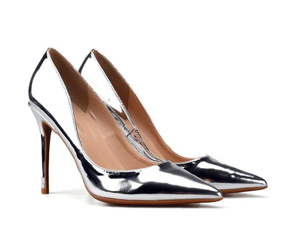 dress shoes women rose gold pointed high heels stiletto metal mirrored patent leather iron plate and silver party, Black
dress shoes women rose gold pointed high heels stiletto metal mirrored patent leather iron plate and silver party, Black