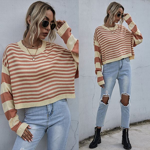 2021 oversized striped orange batwing sleeve pullovers knitted women new arrivals autumn loose o-neck sweater 2go9, White;black
2021 oversized striped orange batwing sleeve pullovers knitted women new arrivals autumn loose o-neck sweater 2go9, White;black