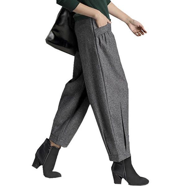 women's pants & capris high-quality woolen autumn and winter high waist harlan-style nine casual fashion lanterns radish, Black;white 
women's pants & capris high-quality woolen autumn and winter high waist harlan-style nine casual fashion lanterns radish, Black;white