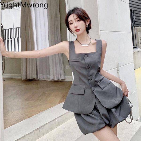women's tracksuits solid white gray black summer two piece set fashion square button outfit blazer office tank short korean women c
women's tracksuits solid white gray black summer two piece set fashion square button outfit blazer office tank short korean women c
