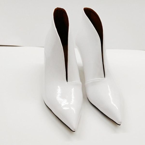 dress shoes snake patent leather pumps women thin high heel pointed toe v mouth stilettos ankle boots for woman, Black
dress shoes snake patent leather pumps women thin high heel pointed toe v mouth stilettos ankle boots for woman, Black