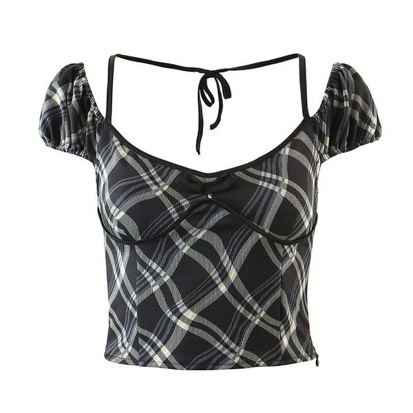 women's blouses & shirts 2021 women spring fashion plaid cropped vintage autumn bow tie short sleeve side zipper female blusas chic, White
women's blouses & shirts 2021 women spring fashion plaid cropped vintage autumn bow tie short sleeve side zipper female blusas chic, White