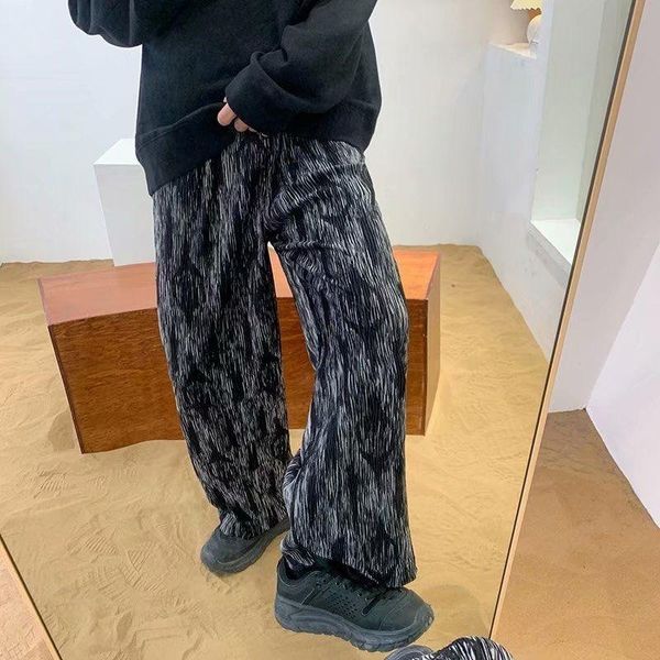 men's pants summer thin pleated fashion retro casual men streetwear loose hip-hop wide-leg mens tie-dye trousers, Black
men's pants summer thin pleated fashion retro casual men streetwear loose hip-hop wide-leg mens tie-dye trousers, Black