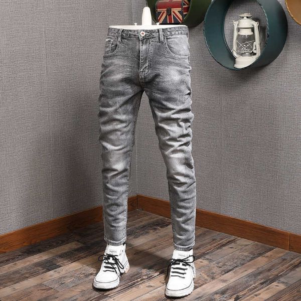 korean style fashion men jeans retro gray elastic cotton slim fit ripped vintage designer denim pencil pants, Blue
korean style fashion men jeans retro gray elastic cotton slim fit ripped vintage designer denim pencil pants, Blue