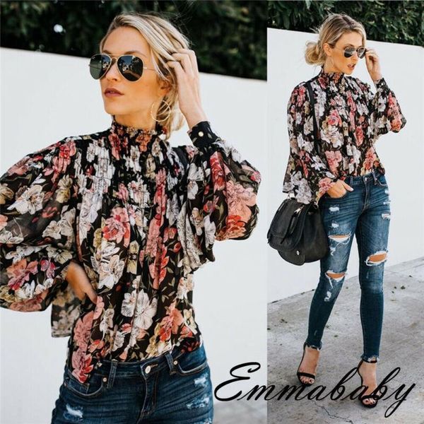meihuida women blouse bohemian flower print lantern sleeve turtleneck chiffon blouse office lady elegant shirt, White 
meihuida women blouse bohemian flower print lantern sleeve turtleneck chiffon blouse office lady elegant shirt, White