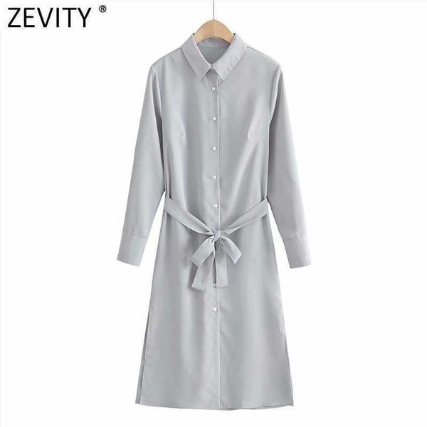 zevity women elegant turn down collar solid color side split business mini dress chic female breasted sashes vestido ds5013 210603, Black;gray
zevity women elegant turn down collar solid color side split business mini dress chic female breasted sashes vestido ds5013 210603, Black;gray