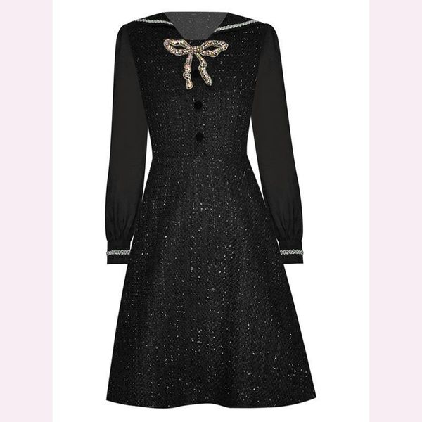 est fashion 2021 navy collar long sleeve beaded diamond thick dress casual dresses, Black;gray
est fashion 2021 navy collar long sleeve beaded diamond thick dress casual dresses, Black;gray