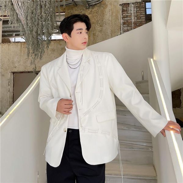 men's suits & blazers 2021 autumn korean style personality multi drawstring design suit men casual loose solid color for m-xxl, White;black
men's suits & blazers 2021 autumn korean style personality multi drawstring design suit men casual loose solid color for m-xxl, White;black