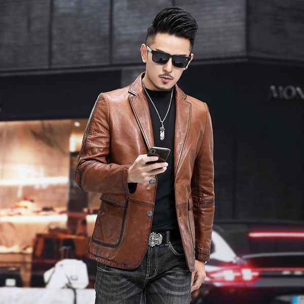 men's leather & faux lhfff genuine coats sheepskin jacket suit collar casual slim single-breasted size 4xl, Black
men's leather & faux lhfff genuine coats sheepskin jacket suit collar casual slim single-breasted size 4xl, Black