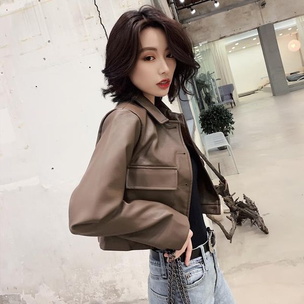 women's leather & faux short jacket female slim biker coat spring and autumn pu women clothing motorcycle ns1766, Black
women's leather & faux short jacket female slim biker coat spring and autumn pu women clothing motorcycle ns1766, Black