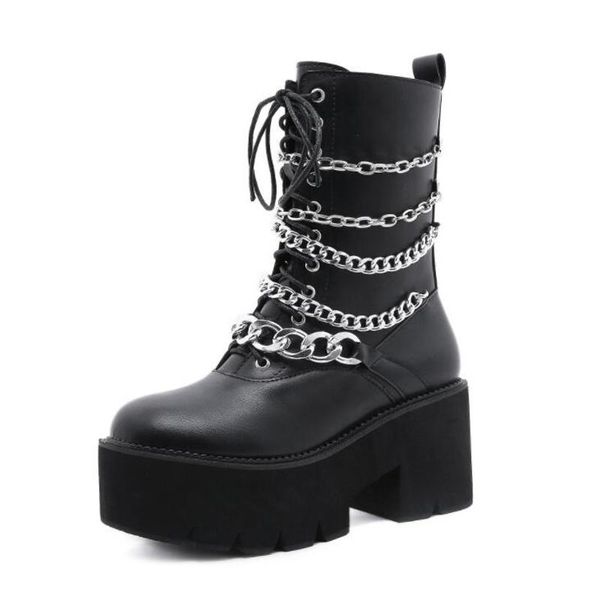 boots black women heel chain chunky platform leather gothic female punk style ankle ymb832
boots black women heel chain chunky platform leather gothic female punk style ankle ymb832