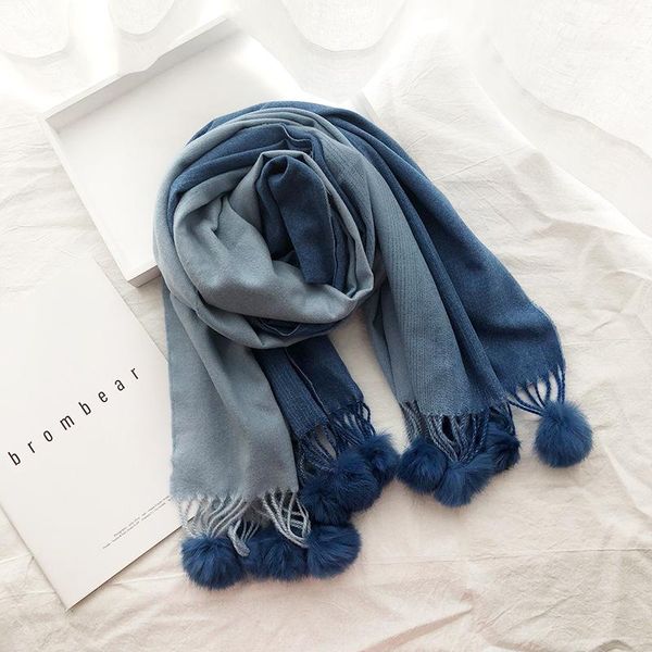 scarves italy design women winter scarf with cony hair ball lady warm soft thick pashmina shawl, Blue;gray
scarves italy design women winter scarf with cony hair ball lady warm soft thick pashmina shawl, Blue;gray