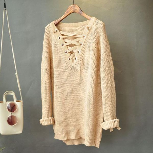 women's sweaters 2021 women drawstring v-neck sweater loose spring autumn solid color long sleeve knitted pullover cc1077, White;black
women's sweaters 2021 women drawstring v-neck sweater loose spring autumn solid color long sleeve knitted pullover cc1077, White;black