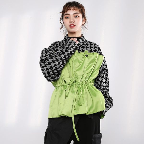 drawstring green black plaid big size jacket new lapel long sleeve women coat fashion tide spring autumn 2021 1h20307, Black;brown
drawstring green black plaid big size jacket new lapel long sleeve women coat fashion tide spring autumn 2021 1h20307, Black;brown