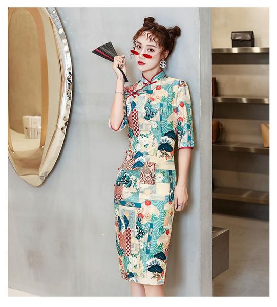 ethnic clothing summer traditional velour chinese dress elegant slim 3/4 sleeve print mid-length straight cheongsam skirt plus size s-4xl qi, Red
ethnic clothing summer traditional velour chinese dress elegant slim 3/4 sleeve print mid-length straight cheongsam skirt plus size s-4xl qi, Red