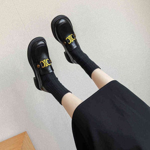 triomphe buckle winter round head thickened leather shoes thick soles increased british style lofoy single shoes women, Black
triomphe buckle winter round head thickened leather shoes thick soles increased british style lofoy single shoes women, Black