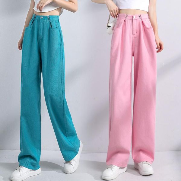 women's jeans 2021 autumn candy color high-waisted loose straight wide-leg denim high waist polyester, Blue
women's jeans 2021 autumn candy color high-waisted loose straight wide-leg denim high waist polyester, Blue