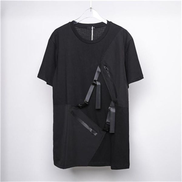 men's t-shirts short sleeve t-shirt summer round collar solid color loose function webbed buckle casual stitching, White;black
men's t-shirts short sleeve t-shirt summer round collar solid color loose function webbed buckle casual stitching, White;black