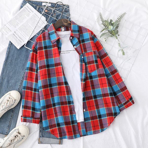 brand womens flannel plaid shirts 2021 new ladies exquisite designer style loose blouses casual cotton long sleeve blouse, White
brand womens flannel plaid shirts 2021 new ladies exquisite designer style loose blouses casual cotton long sleeve blouse, White