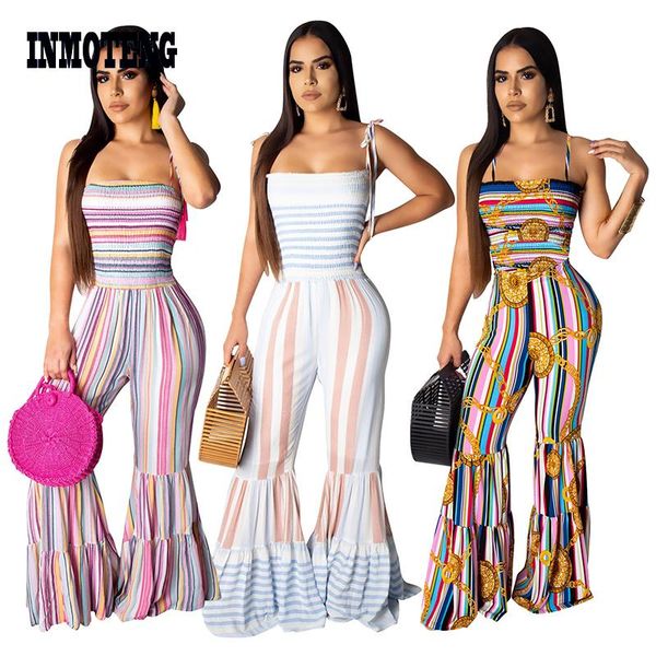 women's jumpsuits & rompers inmoteng women multi color stripes spaghetti strap slash neck ruffles hem lantern jumpsuit beach party club, Black;white
women's jumpsuits & rompers inmoteng women multi color stripes spaghetti strap slash neck ruffles hem lantern jumpsuit beach party club, Black;white