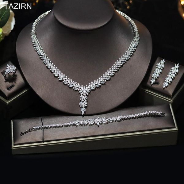 earrings & necklace luxury cubic zirconia bridal jewelry sets for women dubai nigeria cz crystal bracelet dangle and ring 4pcs, Silver
earrings & necklace luxury cubic zirconia bridal jewelry sets for women dubai nigeria cz crystal bracelet dangle and ring 4pcs, Silver