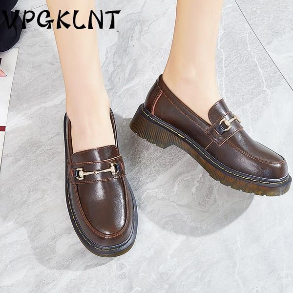dress shoes spring metal buckle platform loafers women one-foot lazy single british style small leather, Black
dress shoes spring metal buckle platform loafers women one-foot lazy single british style small leather, Black