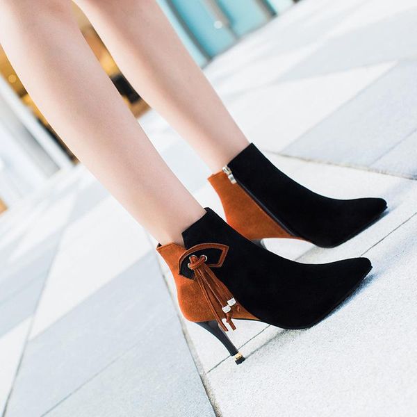 boots pointed ankle women 2021 stiletto shoes color matching tassel side zipper high heel, Black
boots pointed ankle women 2021 stiletto shoes color matching tassel side zipper high heel, Black