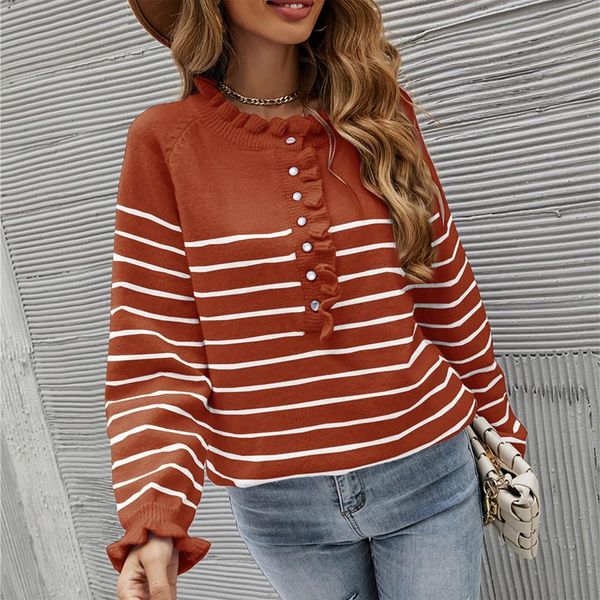 women's sweaters ladies knitted sweater off shoulder casual pullovers ruffle edge long sleeve clothes stripe button korean fashion, White;black
women's sweaters ladies knitted sweater off shoulder casual pullovers ruffle edge long sleeve clothes stripe button korean fashion, White;black