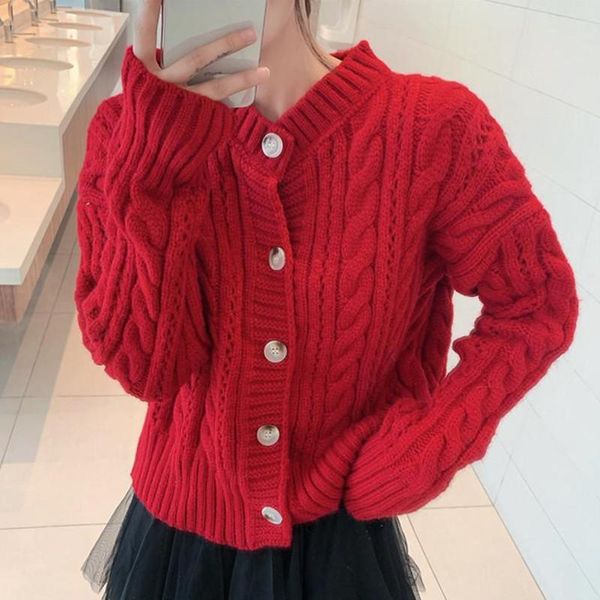 women's knits & tees vintage sweater cardigan women clothing solid loose v-neck yellow knitted streetwear autumn winter red coat q4255, White
women's knits & tees vintage sweater cardigan women clothing solid loose v-neck yellow knitted streetwear autumn winter red coat q4255, White